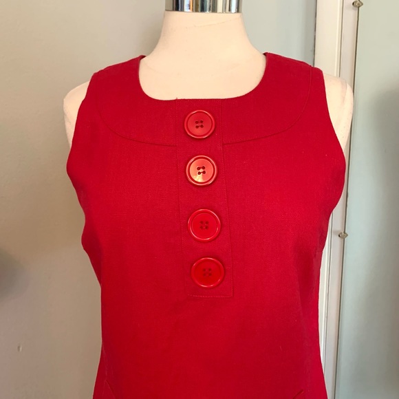 Women’s Red Linen Sheath Dress Size 8 Career Office Casual sleeveless Summer - Picture 5 of 9